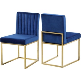 Design Edge Raymond Terrace 2  Navy Velvet Gold Base Dining Chairs