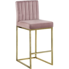 Meridian Furniture Giselle Pink Velvet Gold Counter Height Stool