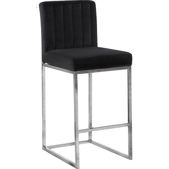 Design Edge Raymond Terrace  Black Velvet Chrome Base Stool DE-22612116