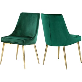 2 Meridian Furniture Karina Green Velvet Gold Dining Chairs