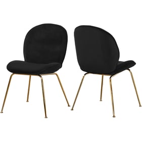 2 Meridian Furniture Paris Black Velvet Gold Dining Chairs