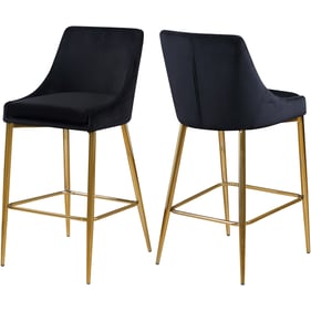 2 Meridian Furniture Karina Black Velvet Gold Counter Height Stools