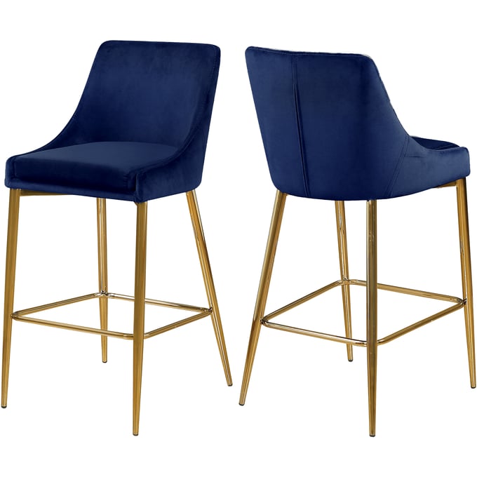 Design Edge Tumut 2  Navy Velvet Gold Base Stools DE-22779650