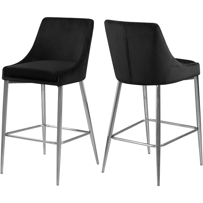 Design Edge Tumut 2  Black Velvet Chrome Base Stools DE-22779680