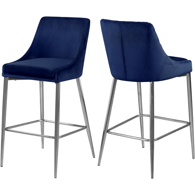 Design Edge Tumut 2  Navy Velvet Chrome Base Stools DE-22779700