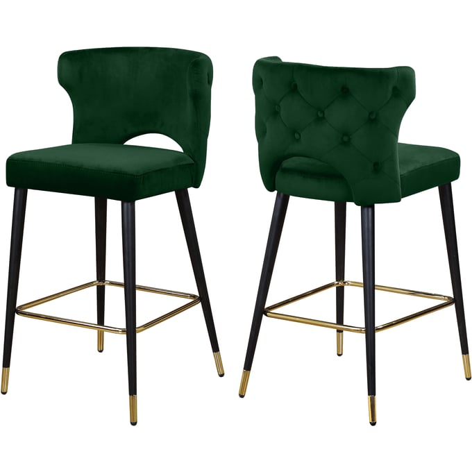 Design Edge Tuntable Creek 2  Green Velvet Stools DE-22779736