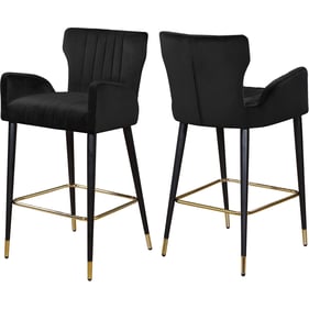 2 Meridian Furniture Luxe Black Velvet Bar Stools