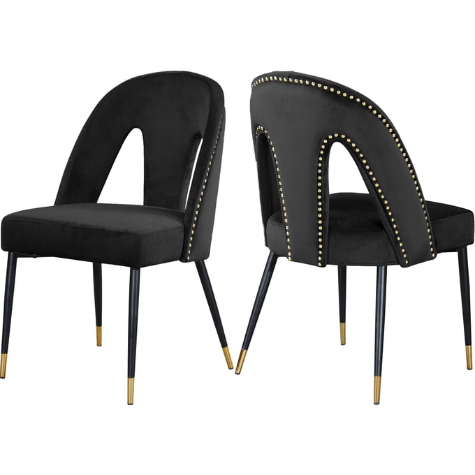 Design Edge Jennings 2  Black Velvet Dining Chairs DE-22778841