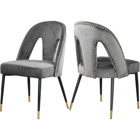 Design Edge Jennings 2  Grey Velvet Dining Chairs