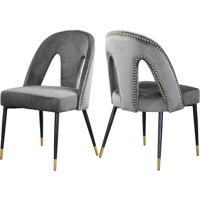 Design Edge Jennings 2  Grey Velvet Dining Chairs DE-22778861