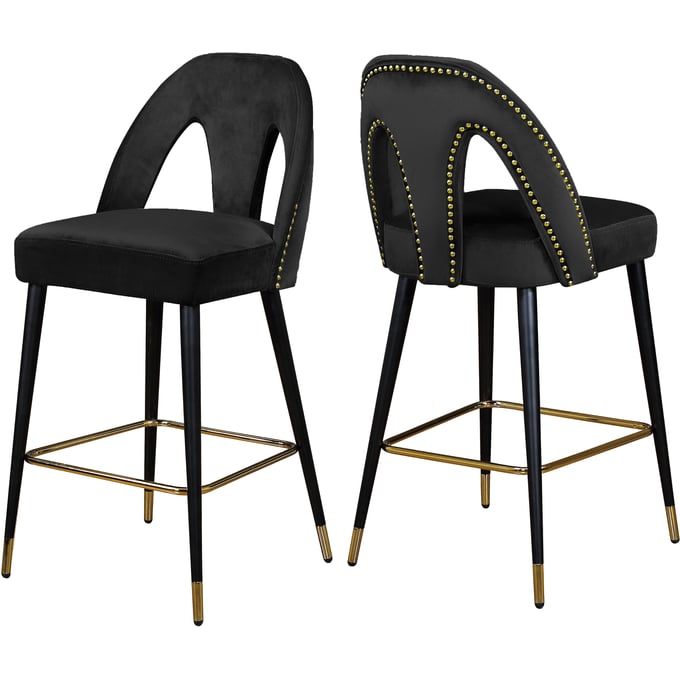 Design Edge Jennings 2  Black Velvet Stools DE-22778901