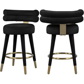 2 Meridian Furniture Fitzroy Black Velvet Counter Height Stools