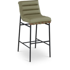 Meridian Furniture Burke Olive Green Vegan Leather Bar Stool