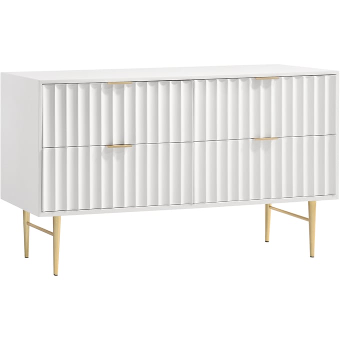 Meridian Furniture Modernist White Gloss Gold Dresser MRD-801WHITE-D