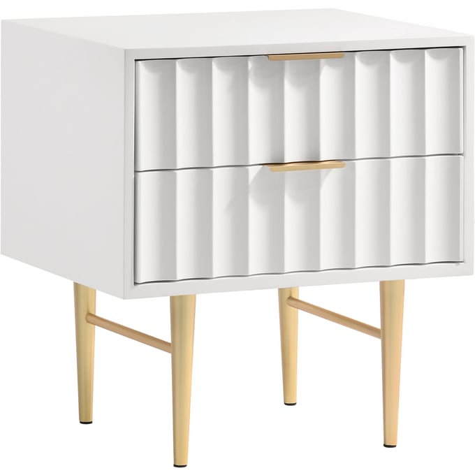 Meridian Furniture Modernist White Gloss Gold Night Stand MRD-801WHITE-NS