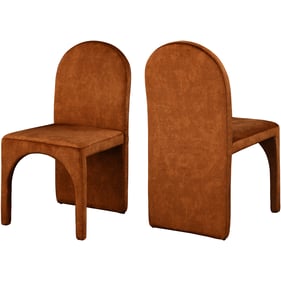 2 Meridian Furniture Summer Cognac Velvet Dining Side Chairs