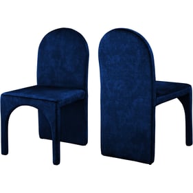 2 Meridian Furniture Summer Navy Velvet Dining Side Chairs