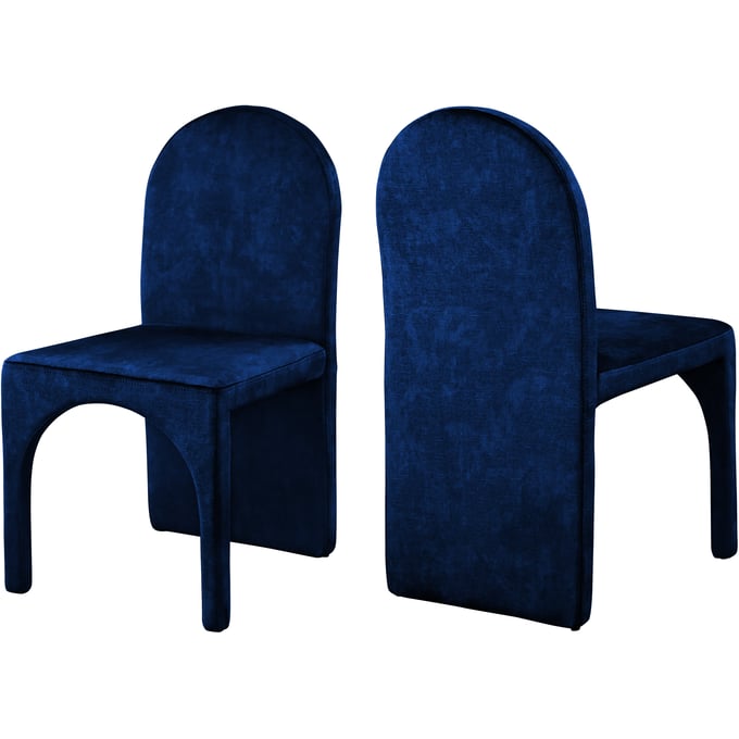 2 Meridian Furniture Summer Navy Velvet Dining Side Chairs MRD-803NAVY-SC