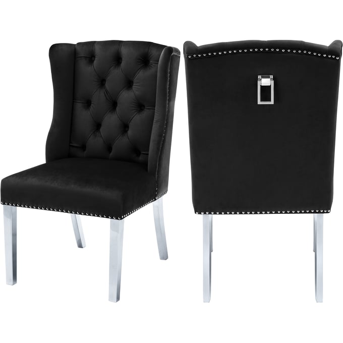 2 Meridian Furniture Suri Black Velvet Dining Chairs MRD-809BLACK-C