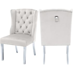 2 Meridian Furniture Suri Cream Velvet Dining Chairs