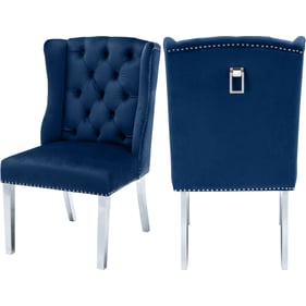 2 Meridian Furniture Suri Navy Velvet Dining Chairs