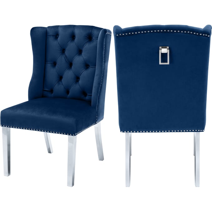 2 Meridian Furniture Suri Navy Velvet Dining Chairs MRD-809NAVY-C