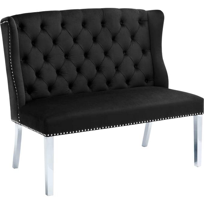 Meridian Furniture Suri Black Velvet Settee Bench MRD-810BLACK