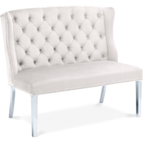 Meridian Furniture Suri Cream Velvet Settee Bench