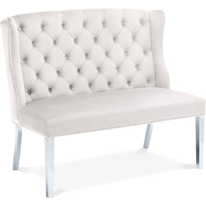 Meridian Furniture Suri Cream Velvet Settee Bench MRD-810Cream