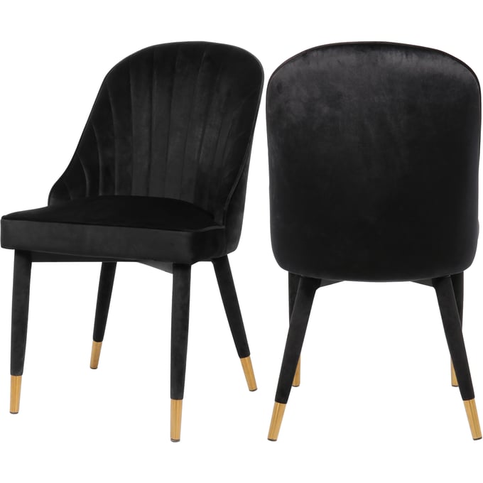 2 Meridian Furniture Belle Black Velvet Dining Chairs MRD-811BLACK-C