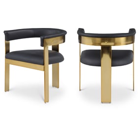 2 Meridian Furniture Romeo Black Leather Gold Dining Chairs