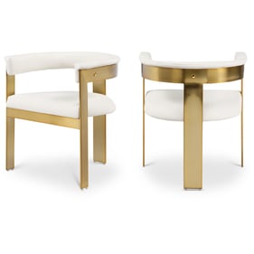 2 Meridian Furniture Romeo Cream Leather Gold Dining Chairs