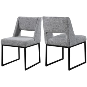 2 Meridian Furniture Jayce Grey Boucle Fabric Dining Chairs