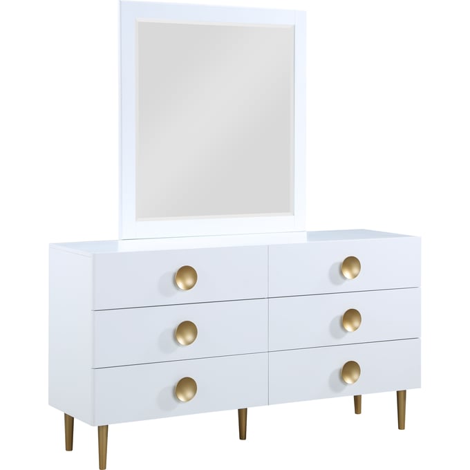 Meridian Furniture Zayne White Dresser and Mirror MRD-842White-DRMR