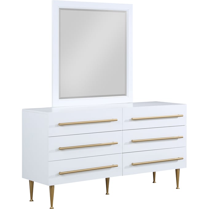 Meridian Furniture Marisol White Dresser and Mirror MRD-844White-DRMR