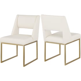 2 Meridian Furniture Jayce Cream Vegan Leather Dining Chairs