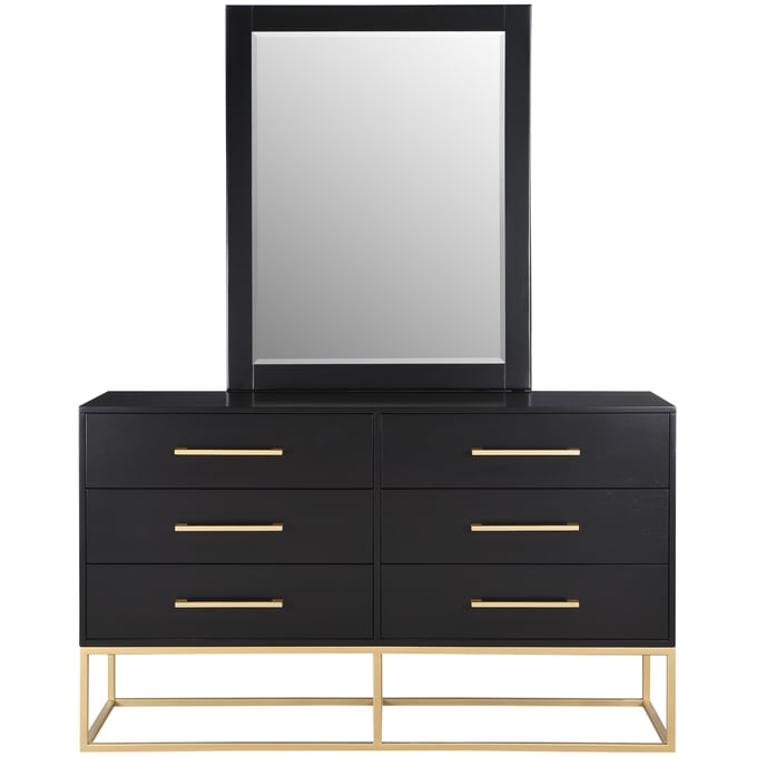 Meridian Furniture Maxine Black Dresser And Mirror MRD-848BLACK-DRMR