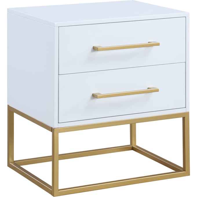 Meridian Furniture Maxine White Gold Night Stand MRD-848WHITE-NS