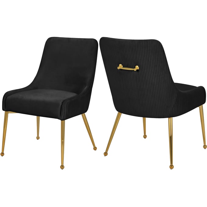 2 Meridian Furniture Ace Black Gold Dining Chairs MRD-855BLACK