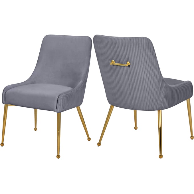 2 Meridian Furniture Ace Grey Gold Dining Chairs MRD-855GREY