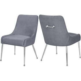 2 Meridian Furniture Ace Grey Velvet Chrome Dining Chairs