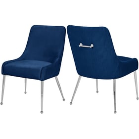 2 Meridian Furniture Ace Navy Velvet Chrome Dining Chairs