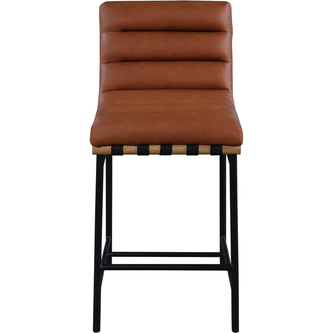 Meridian Furniture Burke Cognac Vegan Leather Counter Height Stool MRD-857COGNAC-C