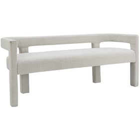 Meridian Furniture Athena Cream Boucle Fabric Bench