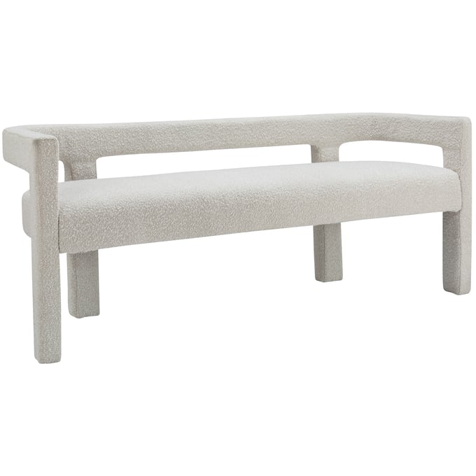 Meridian Furniture Athena Cream Boucle Fabric Bench MRD-865CREAM