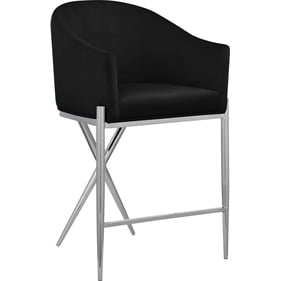 Meridian Furniture Xavier Black Velvet Chrome Counter Height Stool