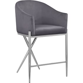 Meridian Furniture Xavier Grey Velvet Chrome Counter Height Stool