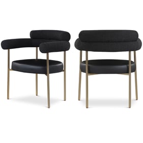 2 Meridian Furniture Blake Black Vegan Leather Brushed Brass Dining Chairs