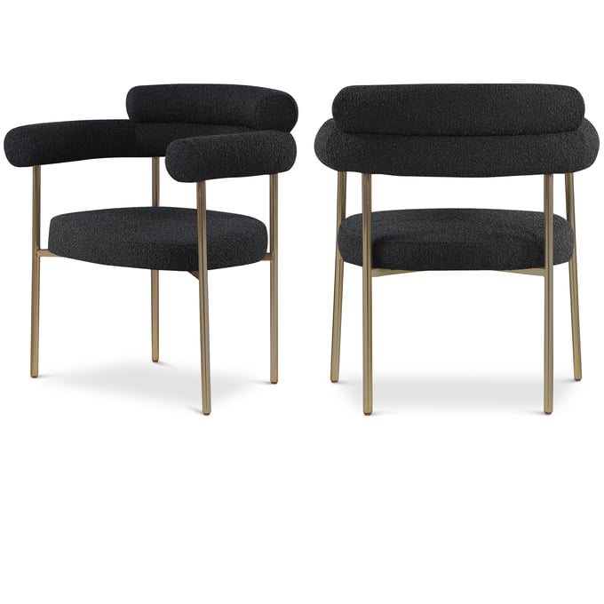 2 Meridian Furniture Blake Black Brushed Brass Dining Chairs MRD-871BLACK-C