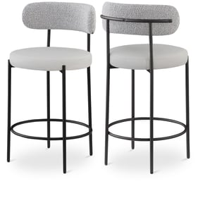 2 Meridian Furniture Beacon Taupe Vegan Leather Stools